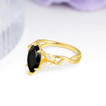 Elegant Forest Branch Multi Marquise Side Accent Long Marquise Cut Black Onyx Engagement Ring - Additional view