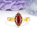 Elegant Forest Branch Multi Marquise Side Accent Long Marquise Cut Garnet Engagement Ring - Additional view