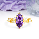 Elegant Forest Branch Multi Marquise Side Accent Long Marquise Cut Amethyst Engagement Ring - Additional view