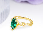 Elegant Forest Branch Multi Marquise Side Accent Long Marquise Cut Emerald Engagement Ring - Additional view