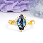 Elegant Forest Branch Multi Marquise Side Accent Long Marquise Cut Alexandrite Engagement Ring - Additional view