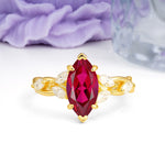 Elegant Forest Branch Multi Marquise Side Accent Long Marquise Cut Ruby Engagement Ring - Additional view