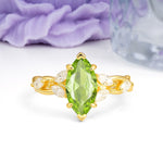 Elegant Forest Branch Multi Marquise Side Accent Long Marquise Cut Peridot Engagement Ring - Additional view