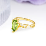 Elegant Forest Branch Multi Marquise Side Accent Long Marquise Cut Peridot Engagement Ring - Additional view