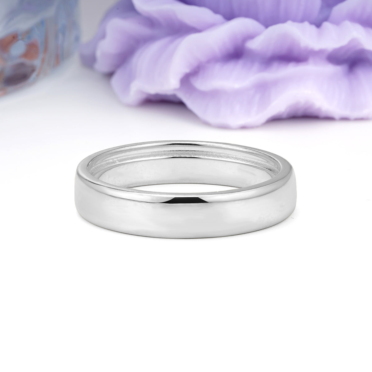 Sleek High?Polish Dome?Profile Unadorned Wedding Ring - Additional view