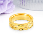 Double-Band Arrowhead Engraved  Comfort-Fit Wedding Ring - Additional view