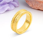 Double-Band Arrowhead Engraved  Comfort-Fit Wedding Ring - Additional view