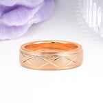 Polished?Bezel Cross?Diamond?Etched Brushed?Texture Wedding Ring - Additional view