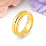 Double-Row Textured Brushed High-Shine Gold Plain Wedding Ring - Additional view