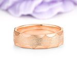 Scalloped?Edge Brushed?Texture Wide Comfort?Fit Wedding Ring - Additional view