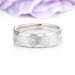 Scalloped?Edge Brushed?Texture Wide Comfort?Fit Wedding Ring - Additional view