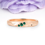 Distinctive Classic Round Cut Emerald Three Stone Wedding Ring - Additional view