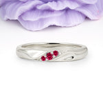 Distinctive Classic Round Cut Ruby Three Stone Wedding Ring - Additional view