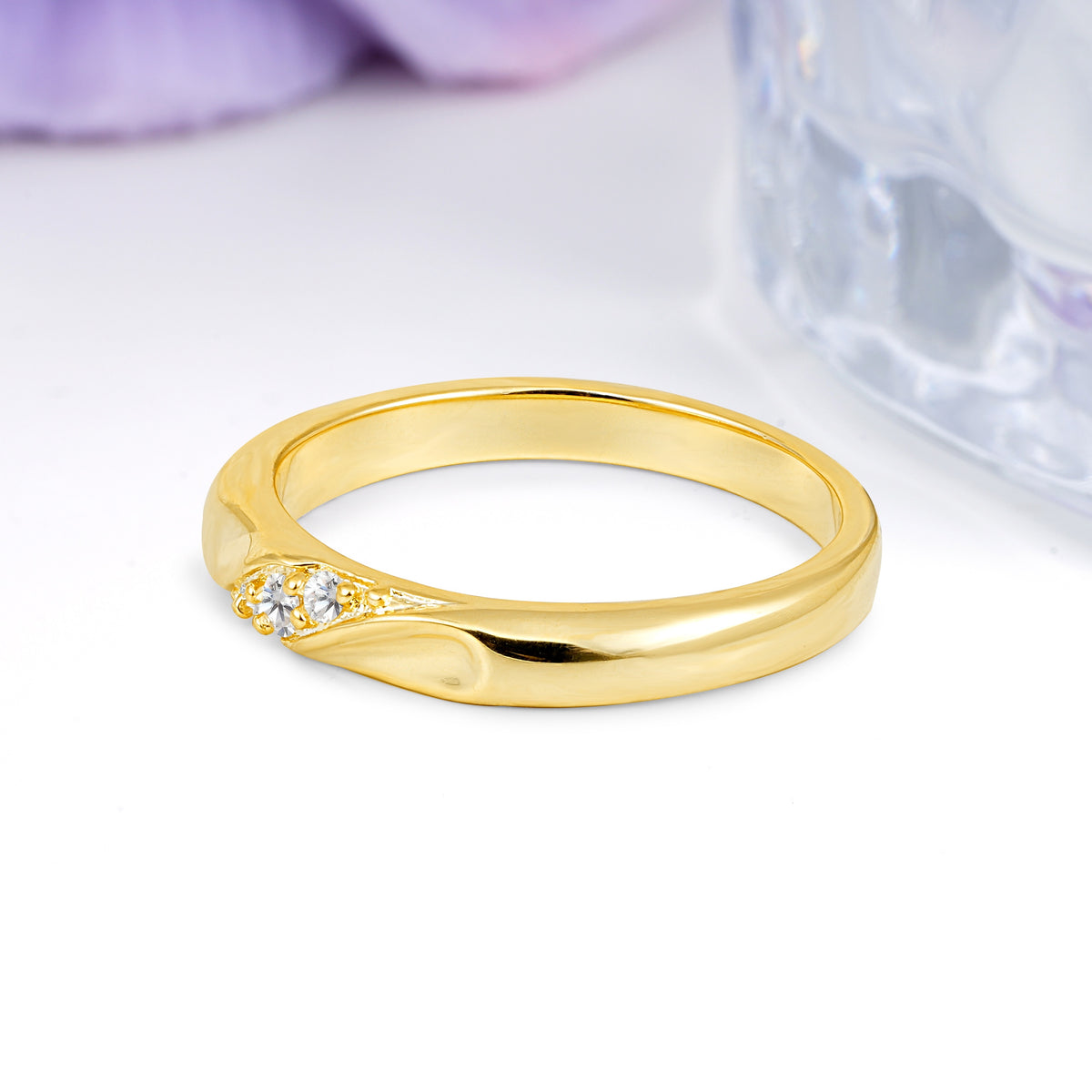 Distinctive Classic Round Cut Moissanite Three Stone Wedding Ring - Additional view