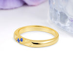 Distinctive Classic Round Cut Sapphire Three Stone Wedding Ring - Additional view