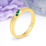 Distinctive Classic Round Cut Emerald Three Stone Wedding Ring - Additional view