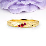 Distinctive Classic Round Cut Ruby Three Stone Wedding Ring - Additional view