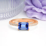 Distinctive And Luxurious 4-Prong Emerald Cut Sapphire Engagement Rin - Additional view