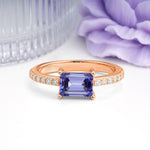 Distinctive And Luxurious 4-Prong Emerald Cut Tanzanite Engagement Rin - Additional view