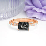 Distinctive And Luxurious 4-Prong Emerald Cut Black Rutilated Quartz Engagement Rin - Additional view