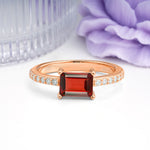 Distinctive And Luxurious 4-Prong Emerald Cut Garnet Engagement Rin - Additional view