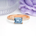 Distinctive And Luxurious 4-Prong Emerald Cut Aquamarine Engagement Rin - Additional view