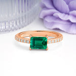 Distinctive And Luxurious 4-Prong Emerald Cut Emerald Engagement Rin - Additional view