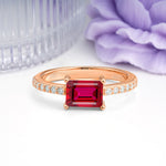 Distinctive And Luxurious 4-Prong Emerald Cut Ruby Engagement Rin - Additional view