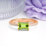 Distinctive And Luxurious 4-Prong Emerald Cut Peridot Engagement Rin - Additional view