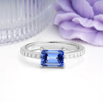 Distinctive And Luxurious 4-Prong Emerald Cut Sapphire Engagement Rin - Additional view
