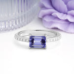 Distinctive And Luxurious 4-Prong Emerald Cut Tanzanite Engagement Rin - Additional view