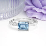 Distinctive And Luxurious 4-Prong Emerald Cut Aquamarine Engagement Rin - Additional view