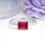 Distinctive And Luxurious 4-Prong Emerald Cut Ruby Engagement Rin - Additional view