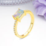 Distinctive And Luxurious 4-Prong Emerald Cut Fire Opal Engagement Rin - Additional view