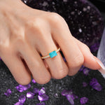 Distinctive And Luxurious 4-Prong Emerald Cut Turquoise Engagement Rin - Additional view