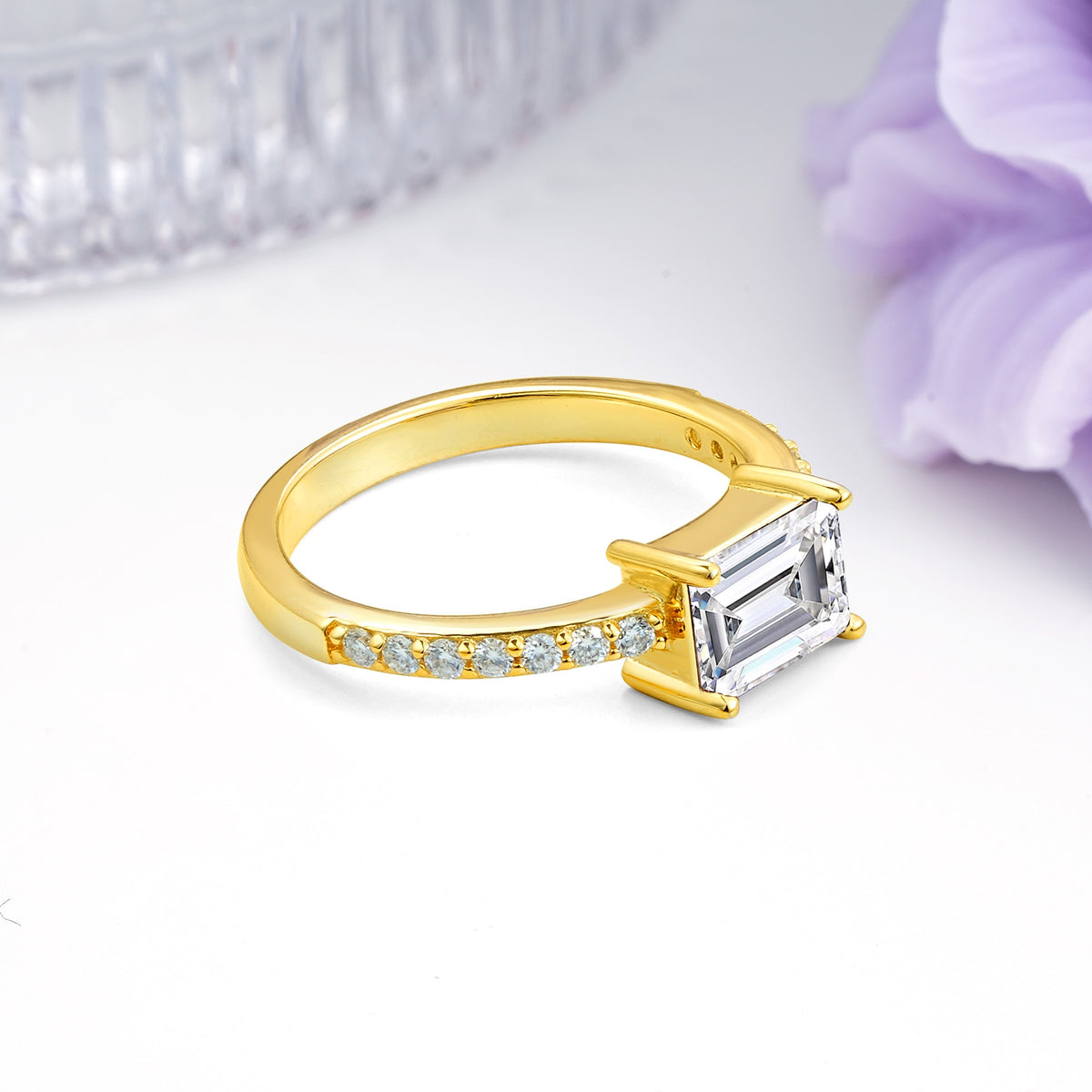 Distinctive And Luxurious 4-Prong Emerald Cut Lab Diamond Engagement Rin - Additional view