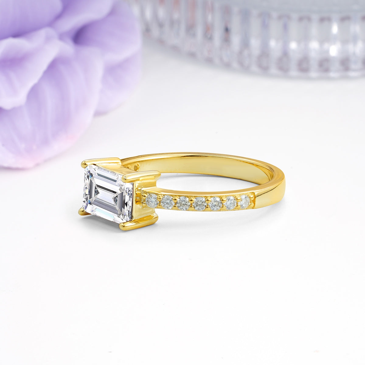 Distinctive And Luxurious 4-Prong Emerald Cut Lab Diamond Engagement Rin - Additional view