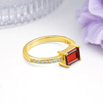 Distinctive And Luxurious 4-Prong Emerald Cut Garnet Engagement Rin - Additional view