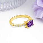 Distinctive And Luxurious 4-Prong Emerald Cut Amethyst Engagement Rin - Additional view