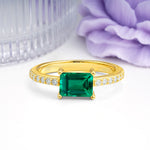 Distinctive And Luxurious 4-Prong Emerald Cut Emerald Engagement Rin - Additional view