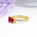Distinctive And Luxurious 4-Prong Emerald Cut Ruby Engagement Rin - Additional view