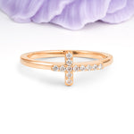 Soft Minimal Full Pave Christian Cross Faith Moissanite Wedding Ring - Additional view