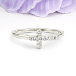 Soft Minimal Full Pave Christian Cross Faith Moissanite Wedding Ring - Additional view