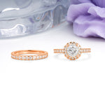 Classic, Luxurious 4-Prong Round Cut Moissanite Bridal Ring Set - Additional view