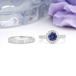 Classic, Luxurious 4-Prong Round Cut Tanzanite Bridal Ring Set - Additional view