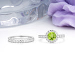 Classic, Luxurious 4-Prong Round Cut Peridot Bridal Ring Set - Additional view