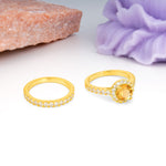 Classic, Luxurious 4-Prong Round Cut Citrine Bridal Ring Set - Additional view
