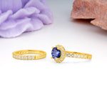 Classic, Luxurious 4-Prong Round Cut Tanzanite Bridal Ring Set - Additional view