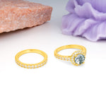 Classic, Luxurious 4-Prong Round Cut Moss Agate Bridal Ring Set - Additional view