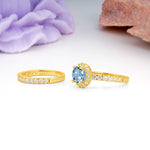 Classic, Luxurious 4-Prong Round Cut Aquamarine Bridal Ring Set - Additional view